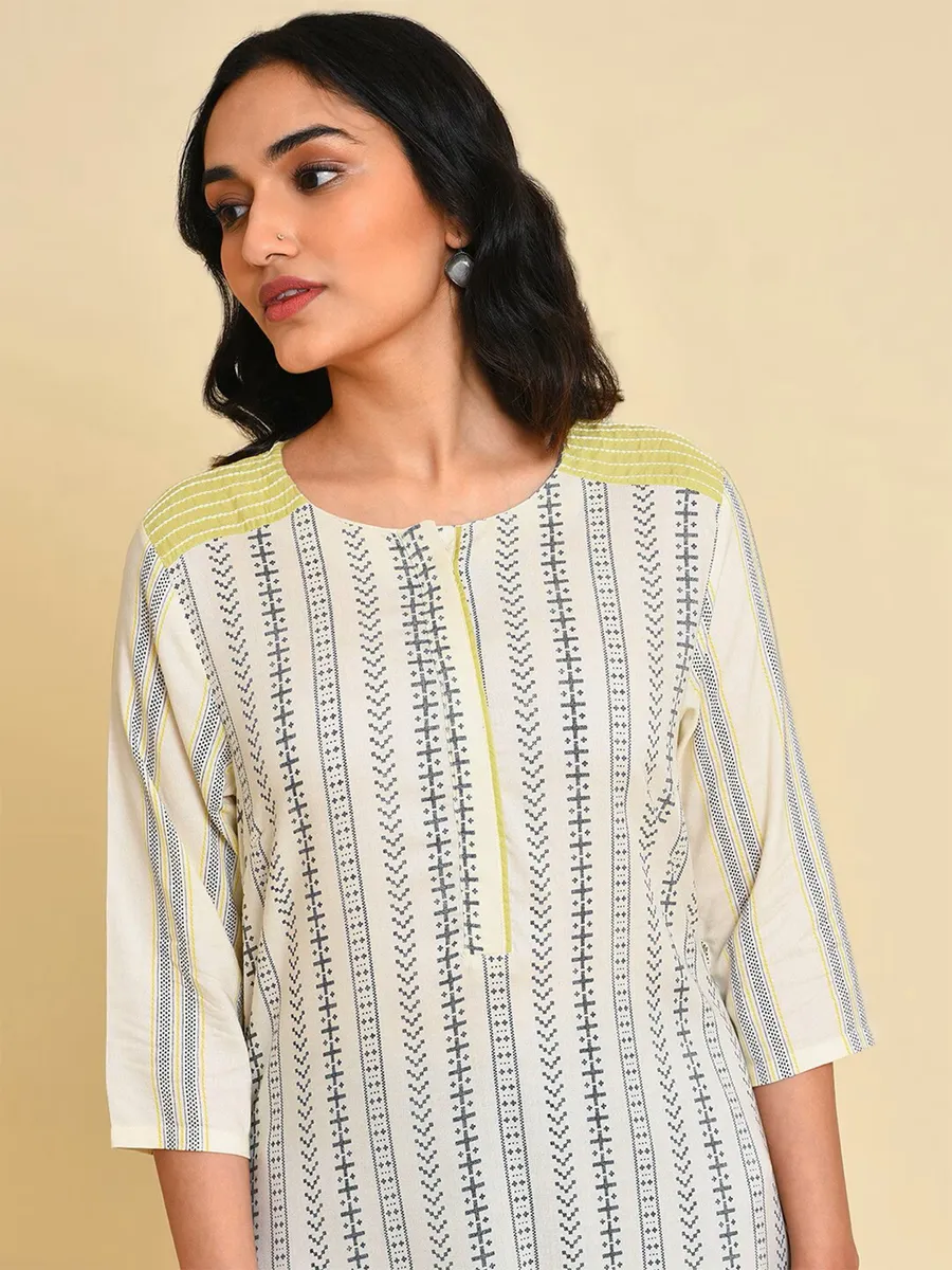 W off white printed kurti