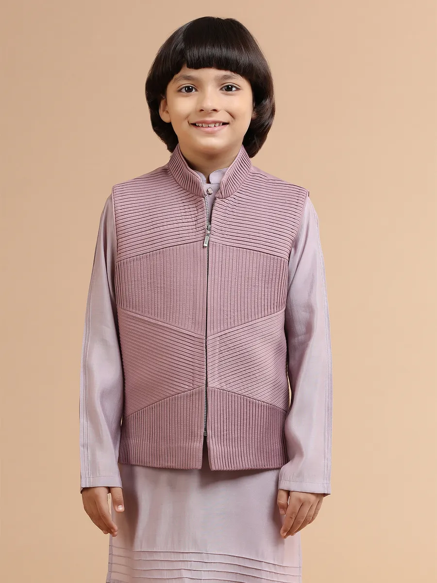 Wedding mauve pink waistcoat set in silk