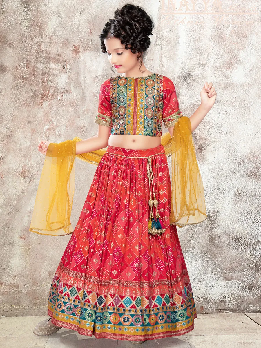 Wedding season red silk girls lehenga choli