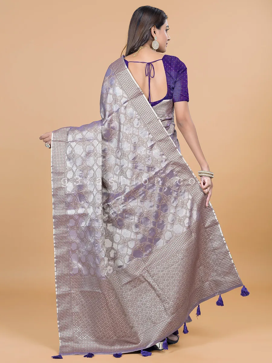 Wedding wear silk mauve purple dhup chav saree