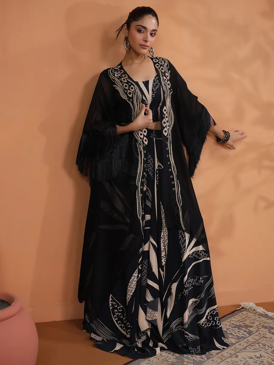 Western style black deigner suit with shrug