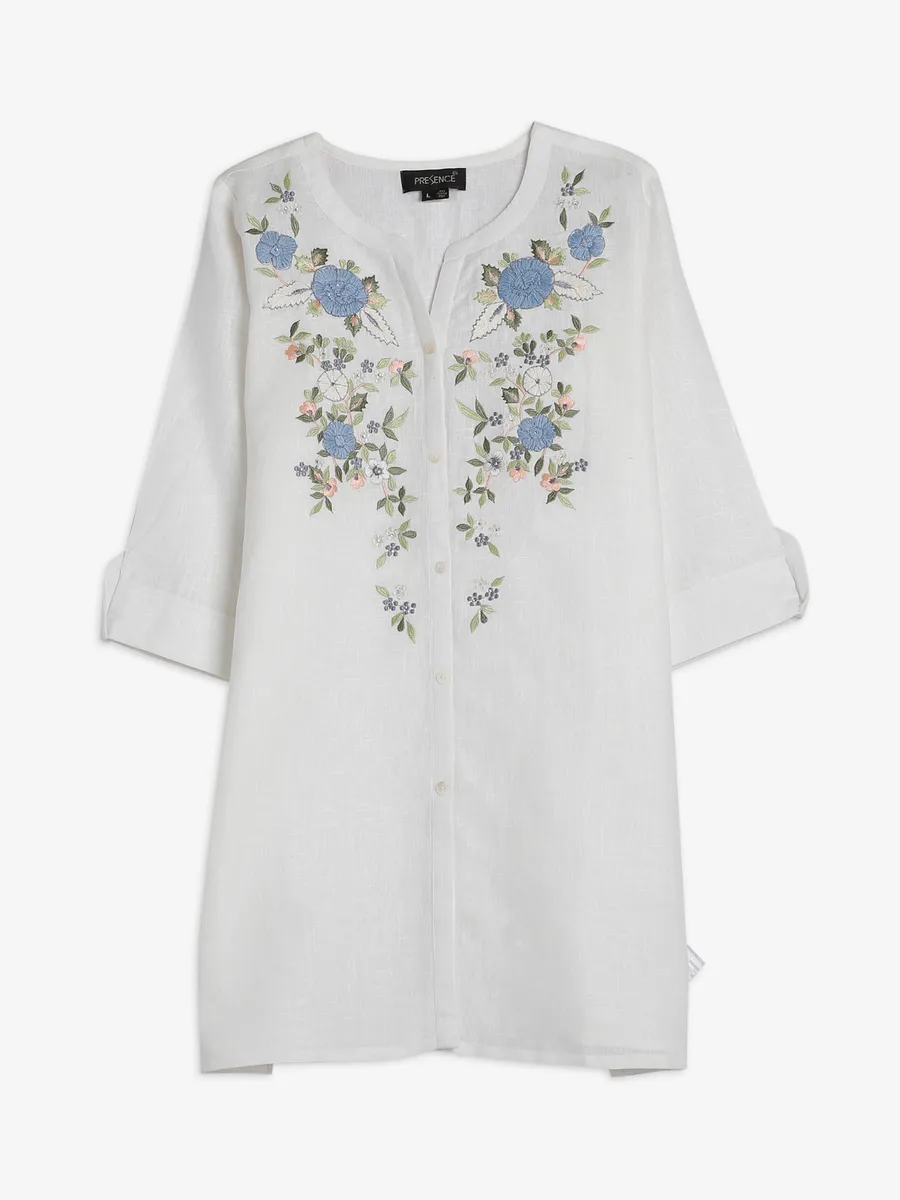 Whie cotton embroidery top