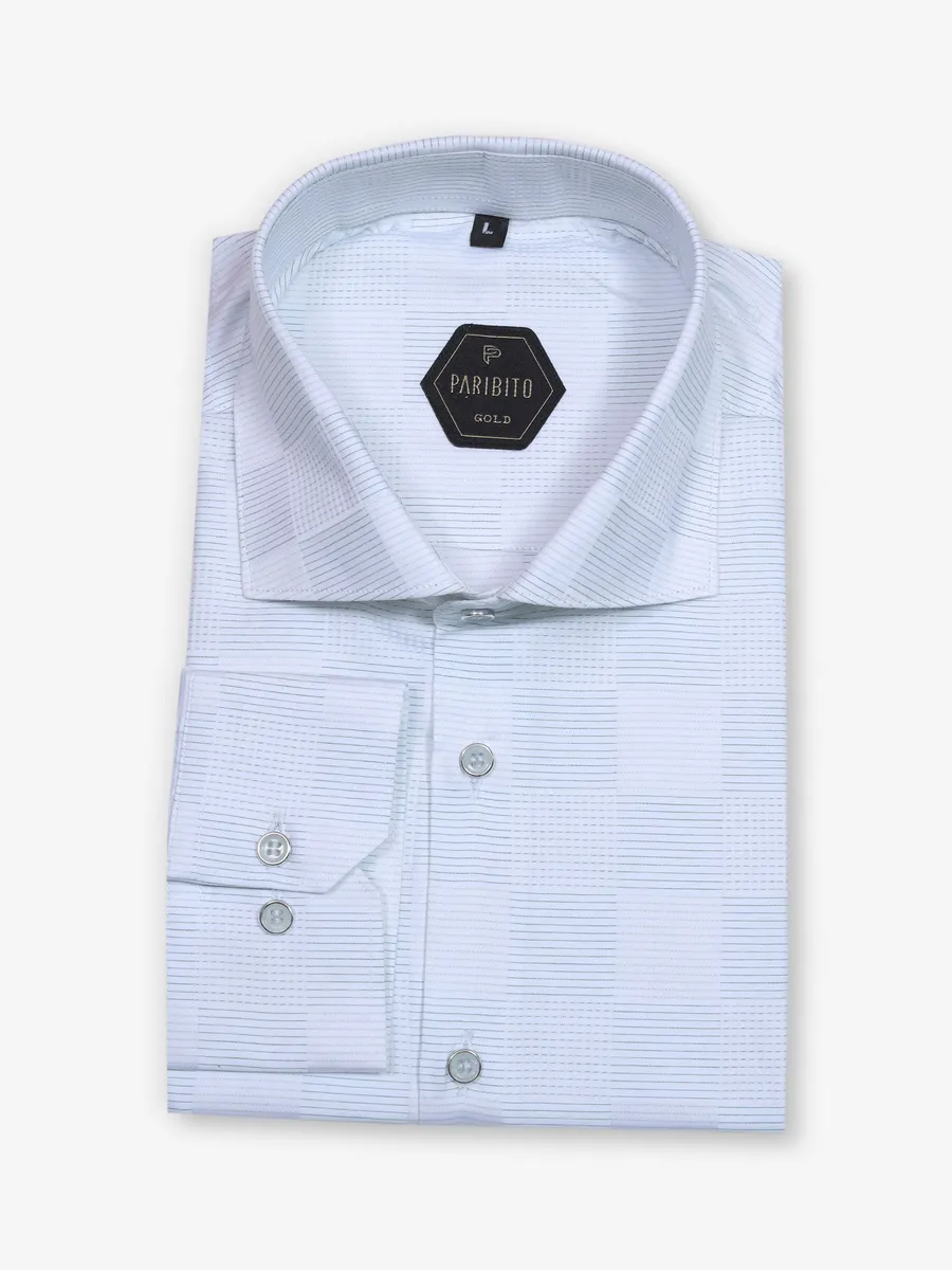 White cottonshirt with pista green thread