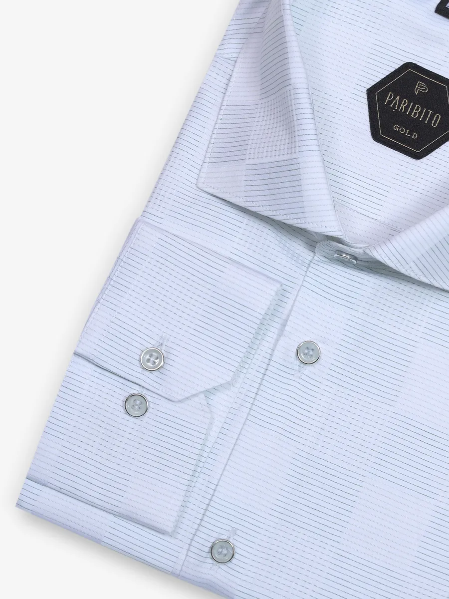 White cottonshirt with pista green thread