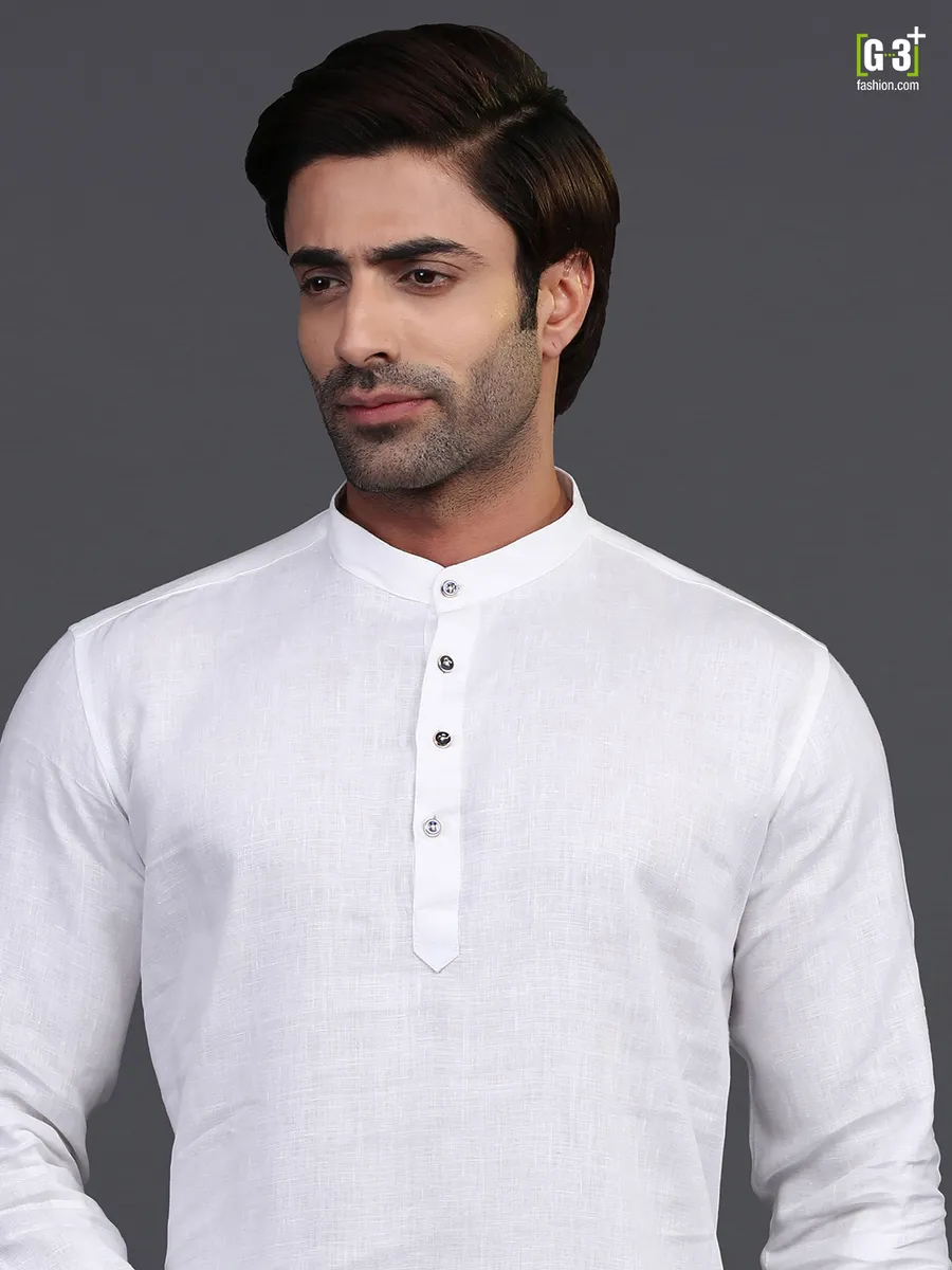 White linen mens kurta for festive days