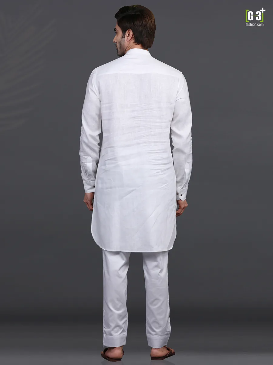 White linen mens kurta pajama