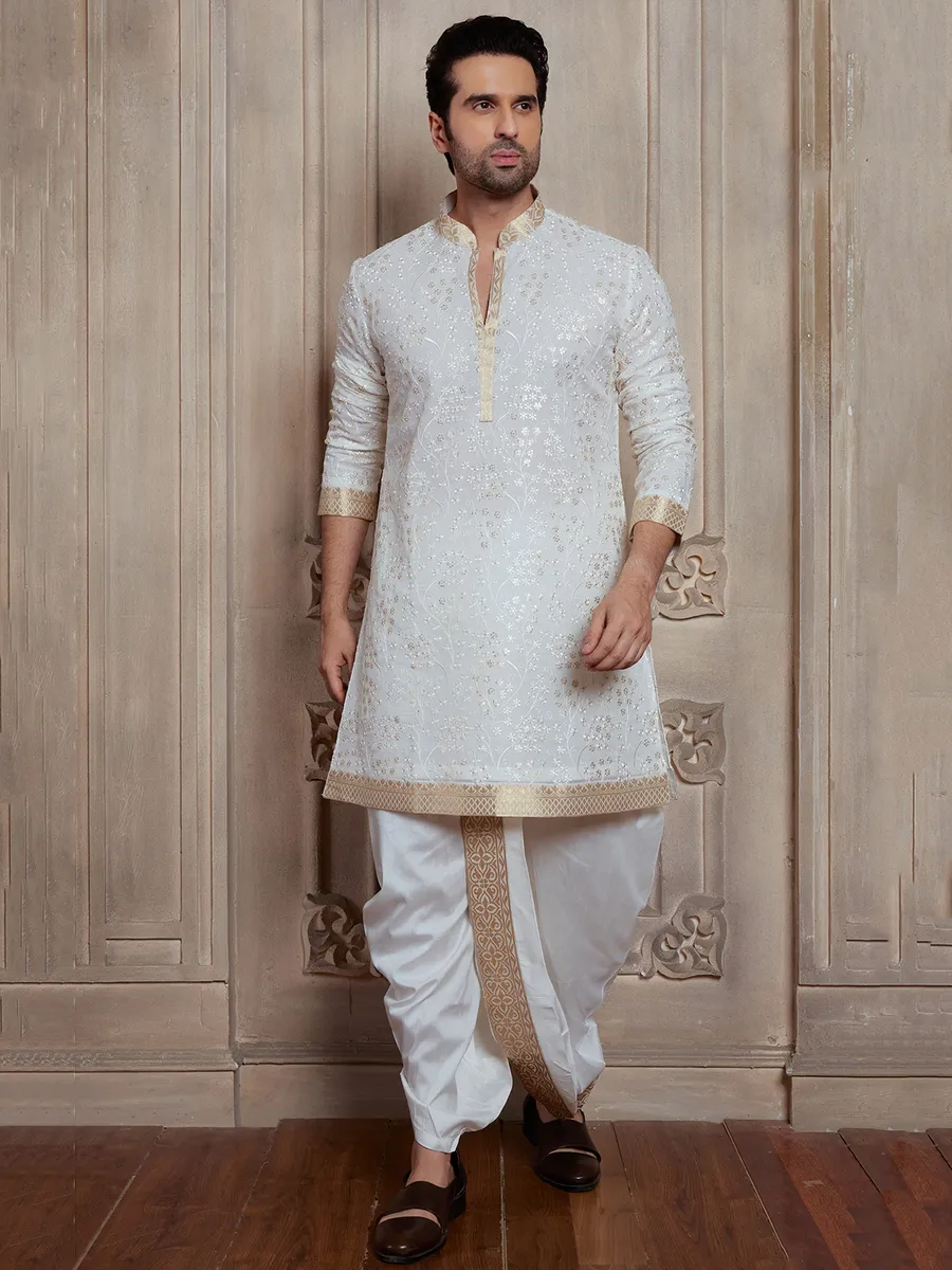 White dhoti suit in georgette