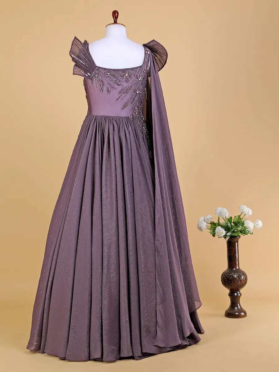 Wine georgette designer gown