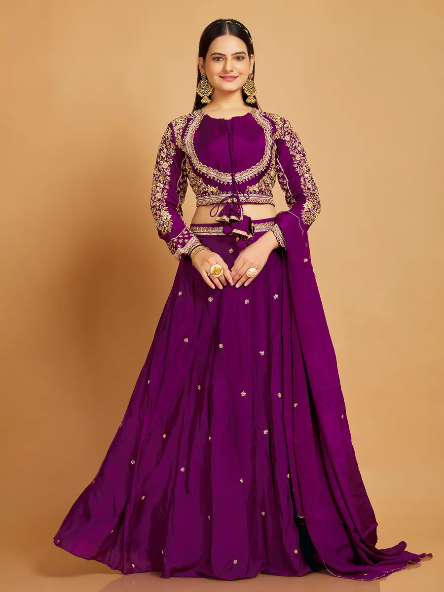 Purple wedding silk lehenga choli