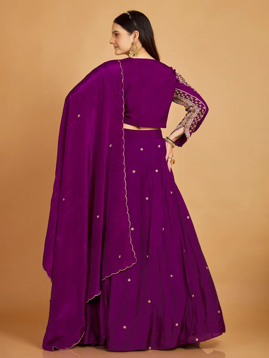 Purple wedding silk lehenga choli