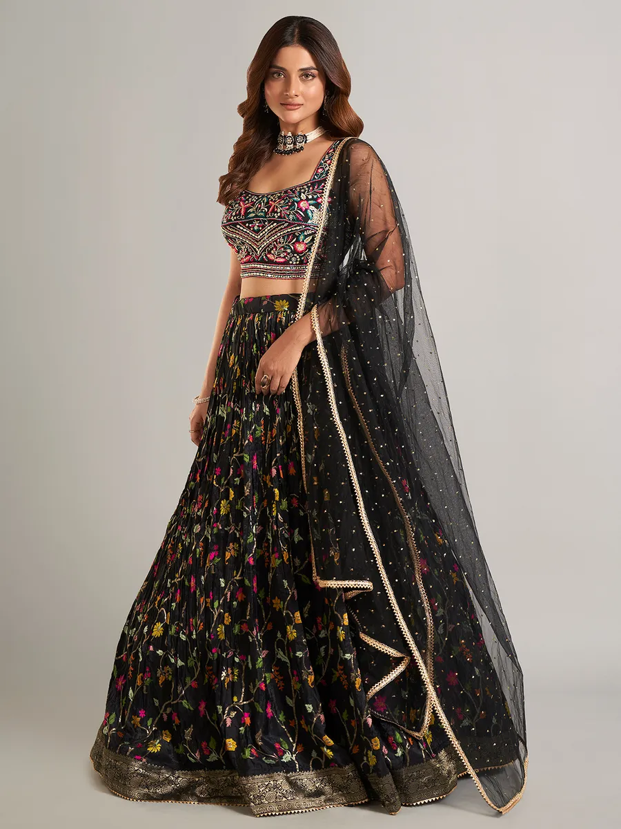 Wonderful black laycra lehenga choli