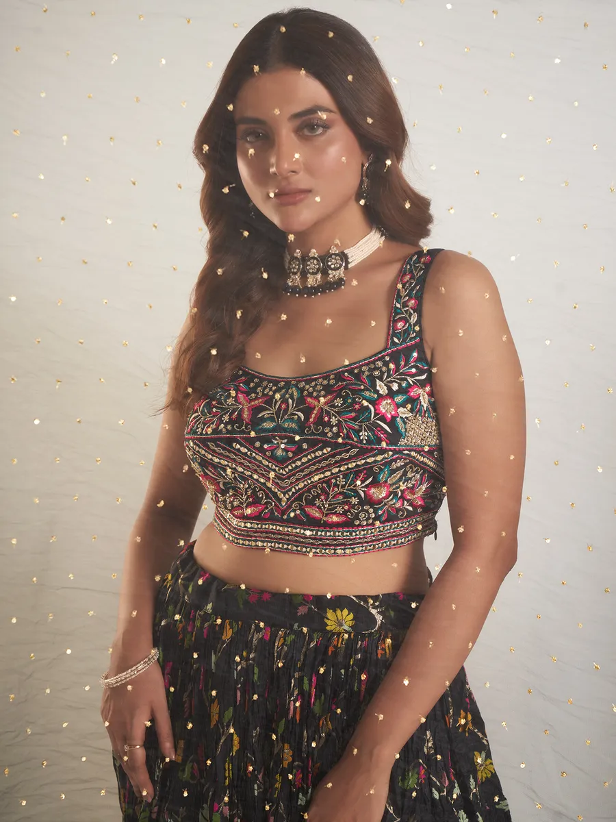 Wonderful black laycra lehenga choli