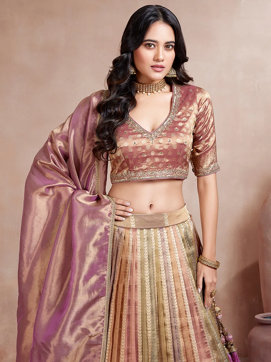 Wonderful brown silk lehenga choli