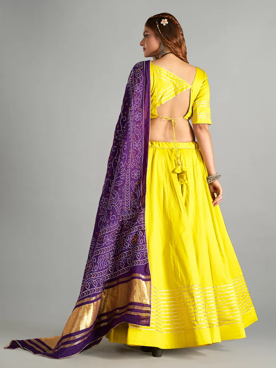 Yellow plain cotton lehenga choli