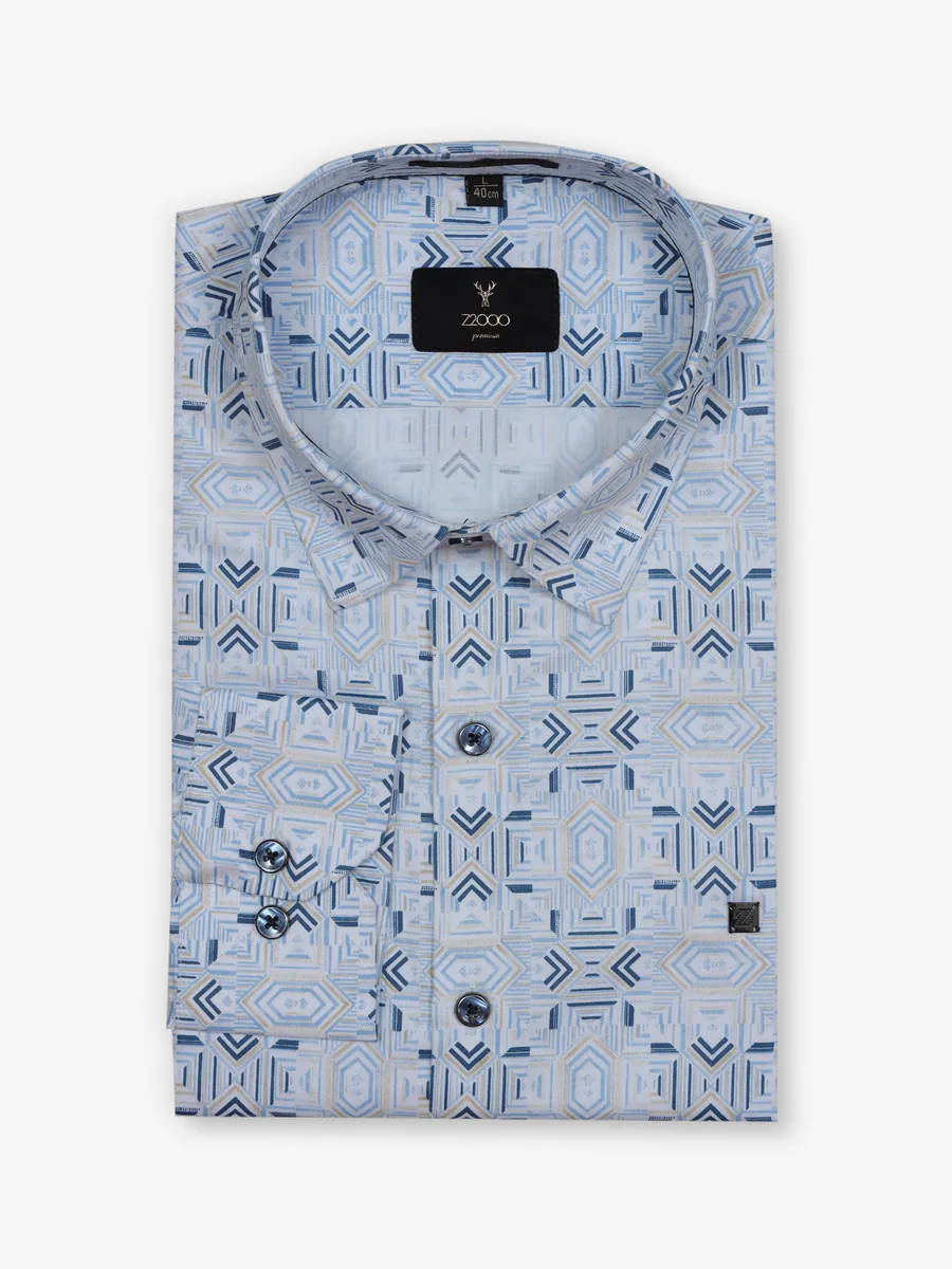 Z2000 blue printed cotton shirt
