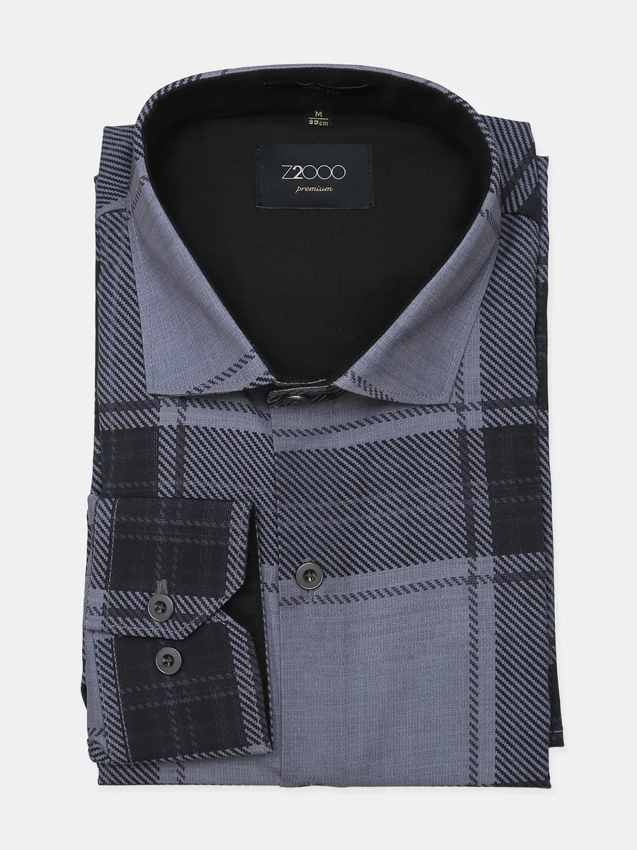 Z2000 checks style grey color formal cotton shirt