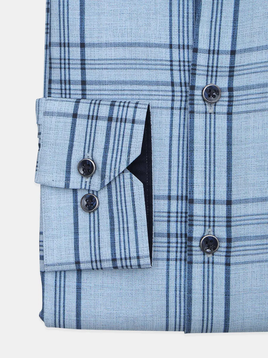 Z2000 sky blue cotton checks style shirt