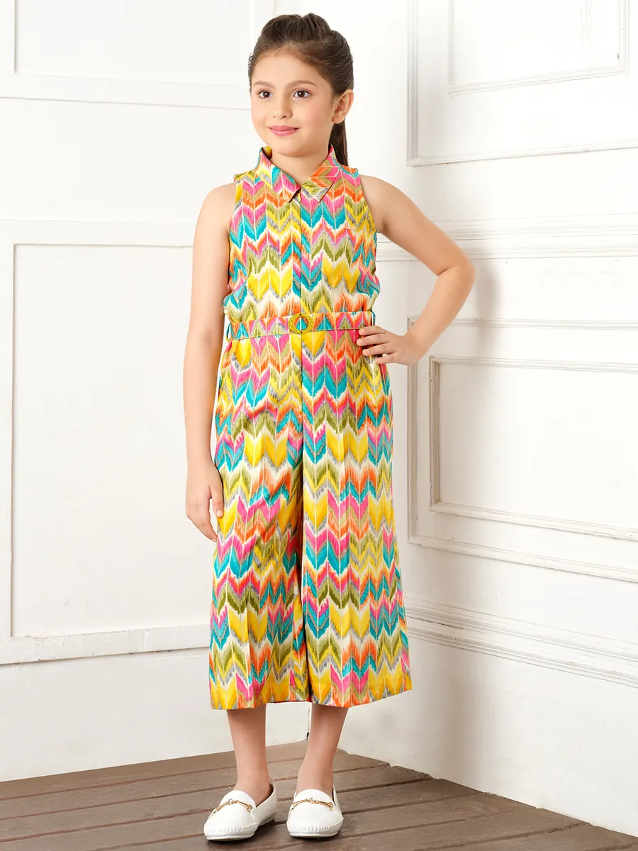 Zig zag pattern cotton multi color jumpsuit