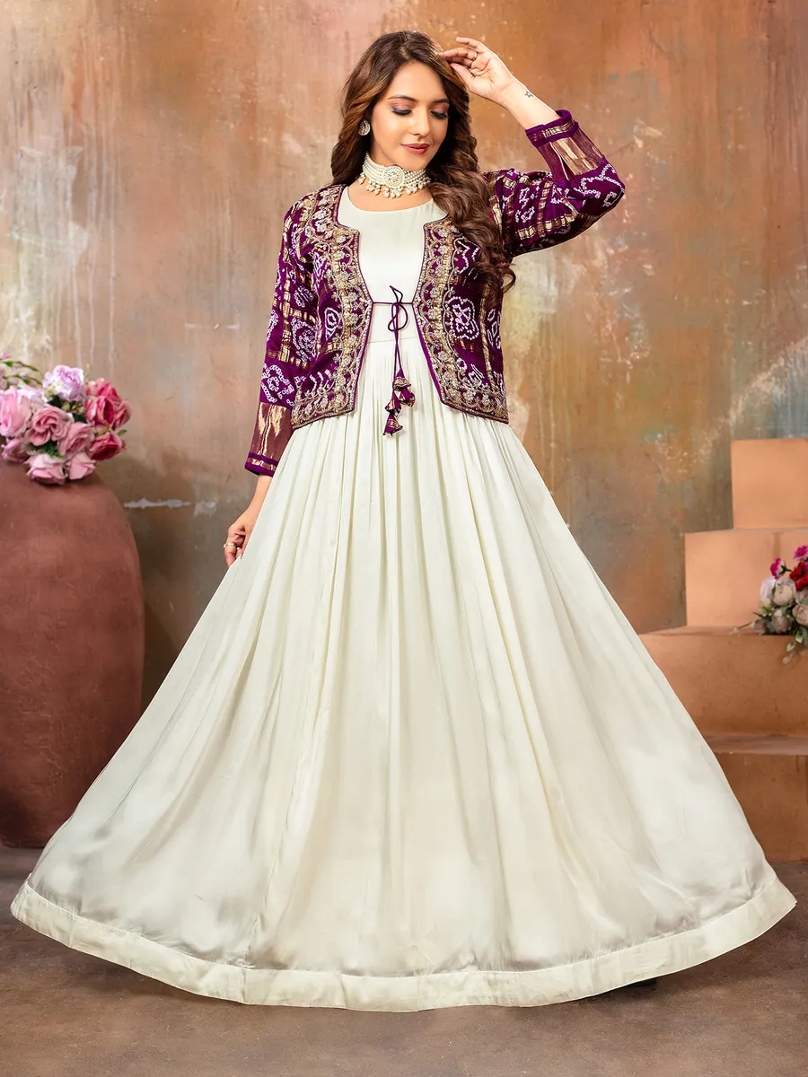 Beautiful off-white anarkali suit