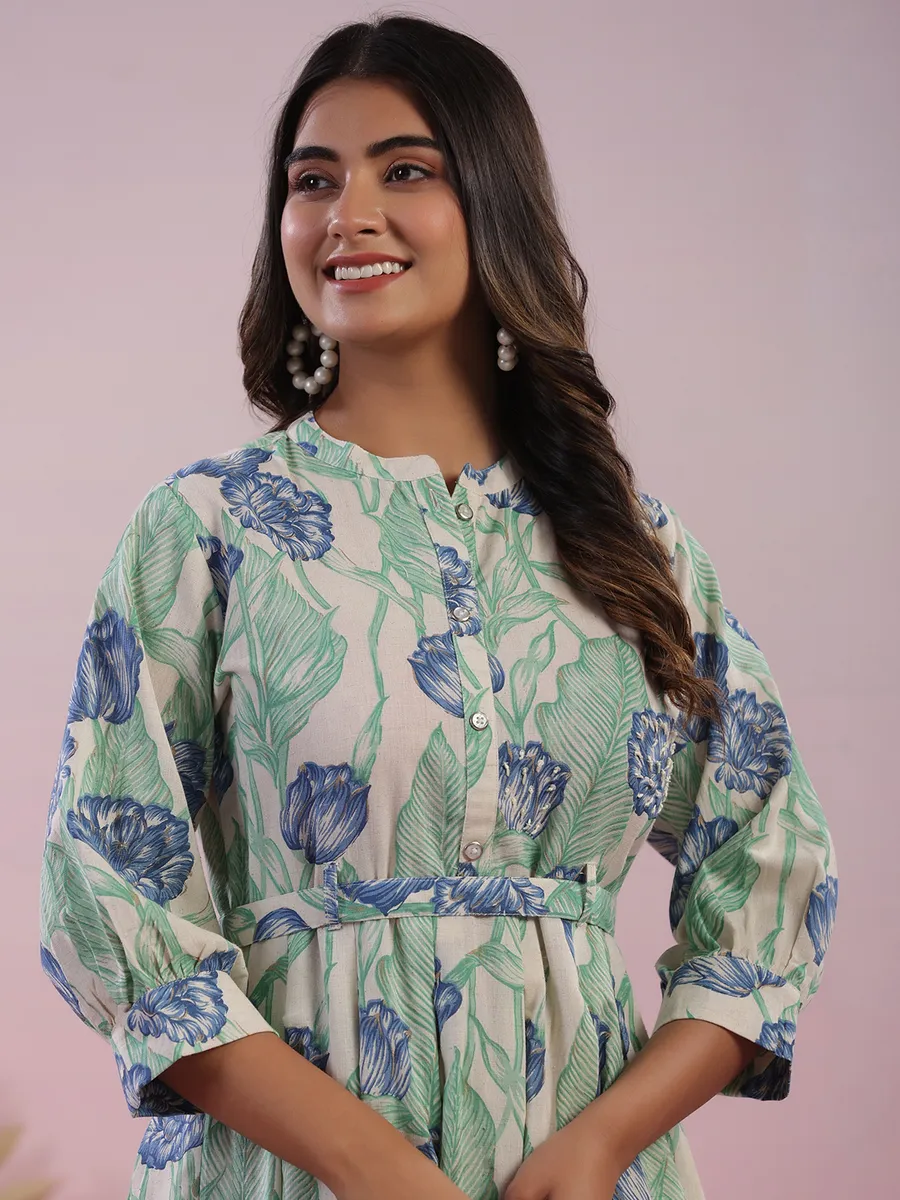 Trendy blue and green printed kurti