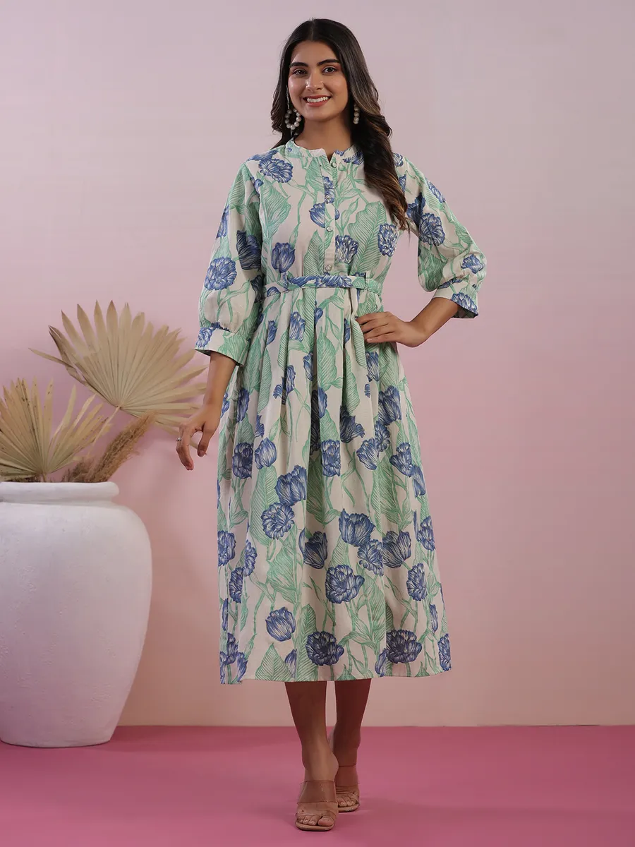 Trendy blue and green printed kurti