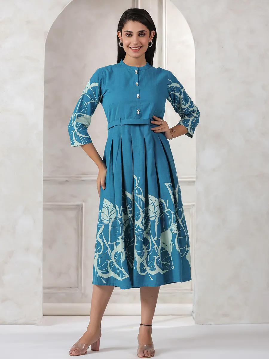 Newest blue printed cotton kurti