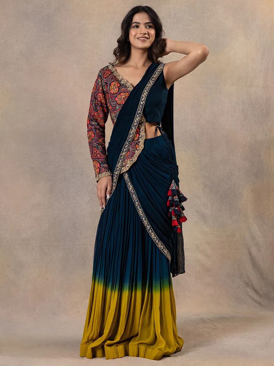 Navy georgette designer ready to wear saree