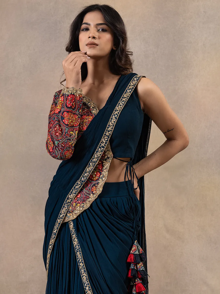 Navy georgette designer ready to wear saree