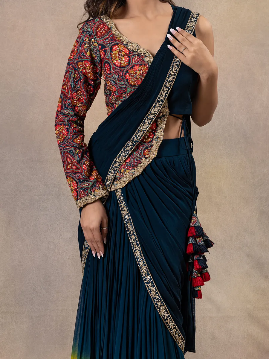 Navy georgette designer ready to wear saree