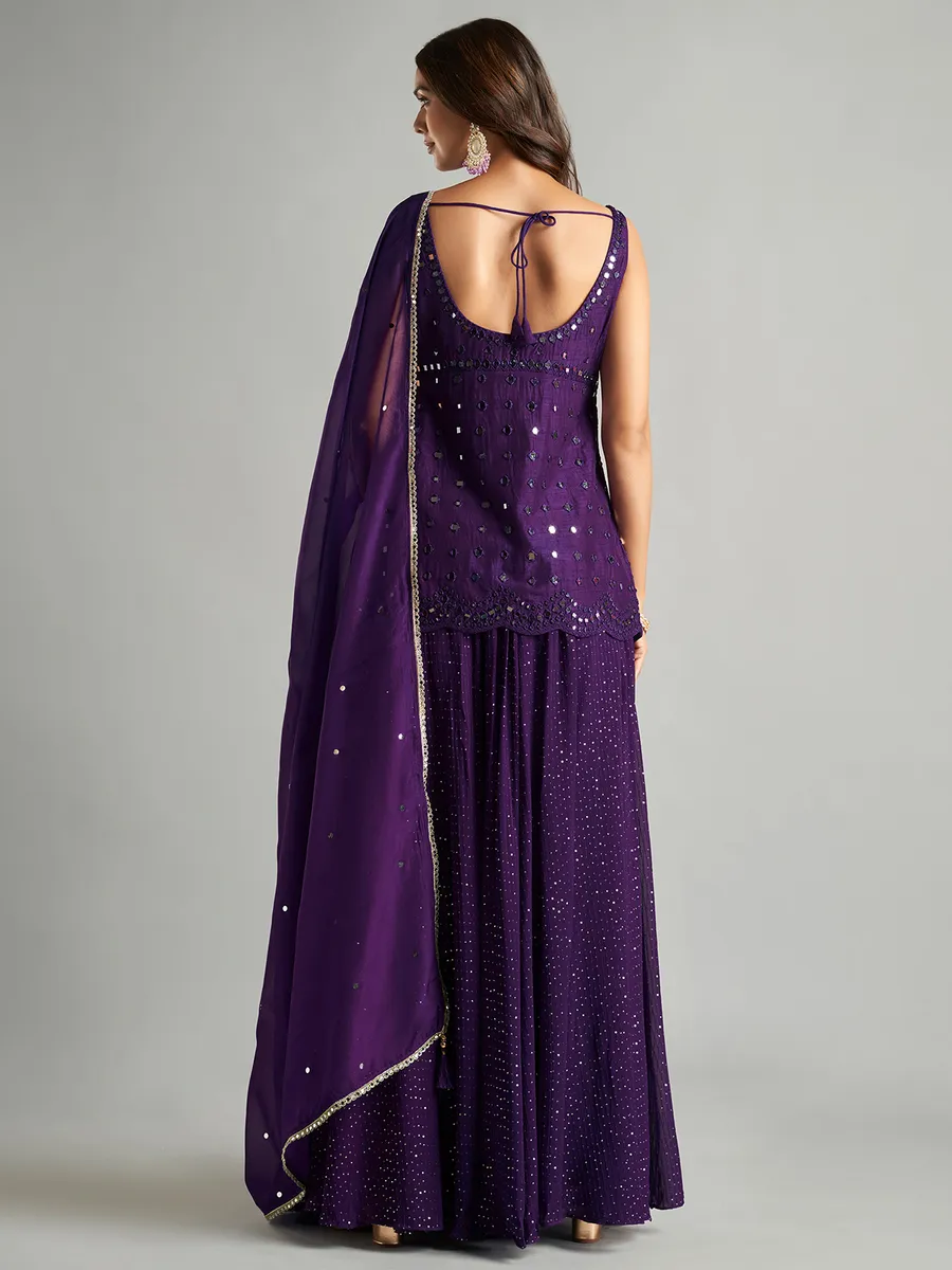 Classic georgette violet palazzo suit for women