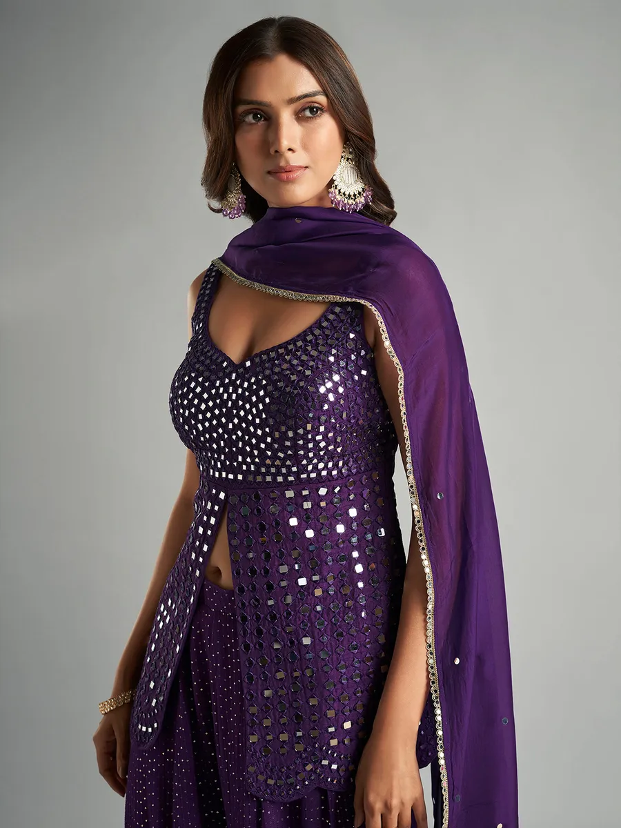 Classic georgette violet palazzo suit for women