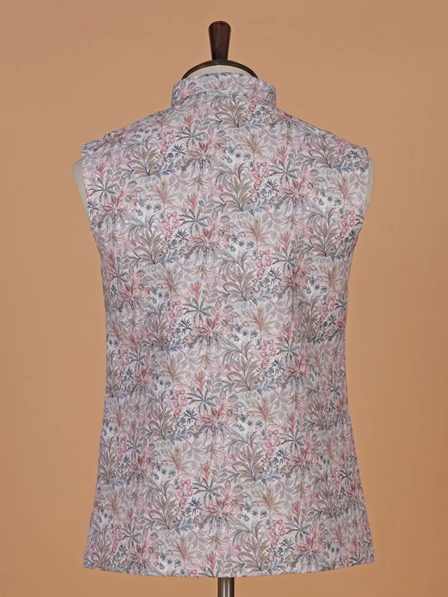 Cotton grey waistcoat with print