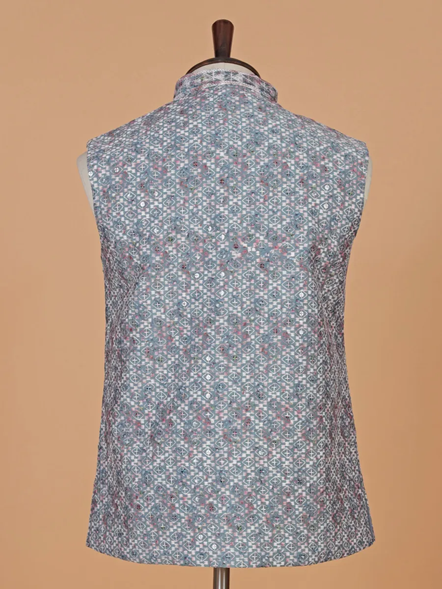 Charming cotton grey waistcoat with print