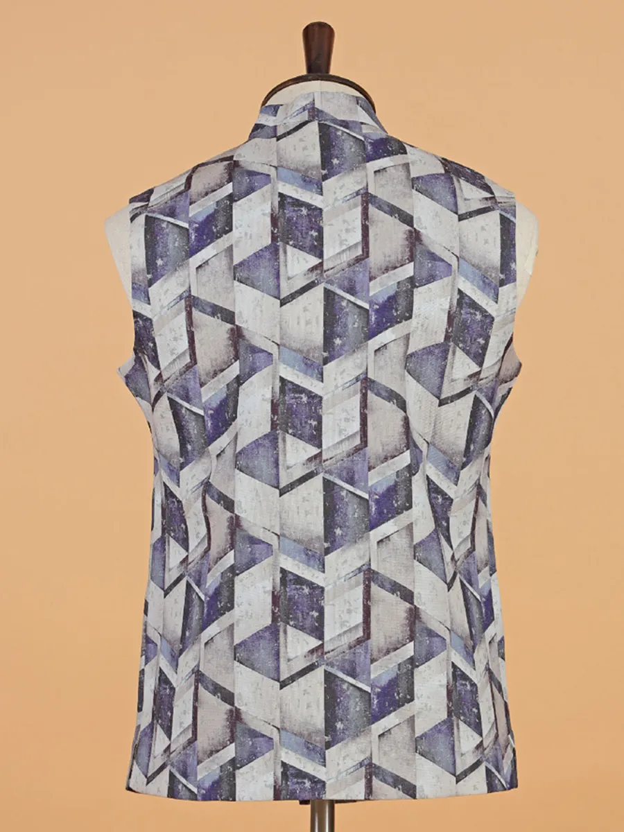 Printed purple printed waistcoat