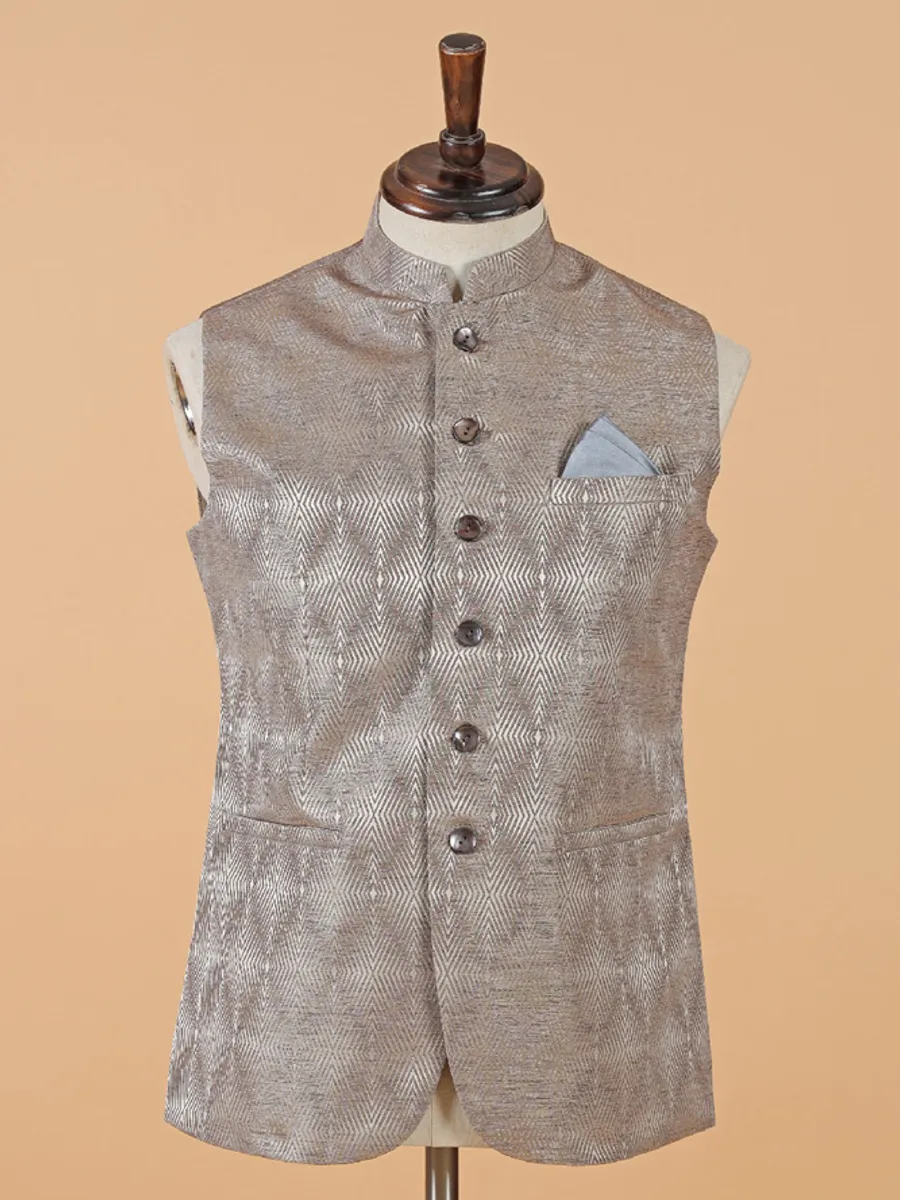 Dazzling brown texture silk waistcoat