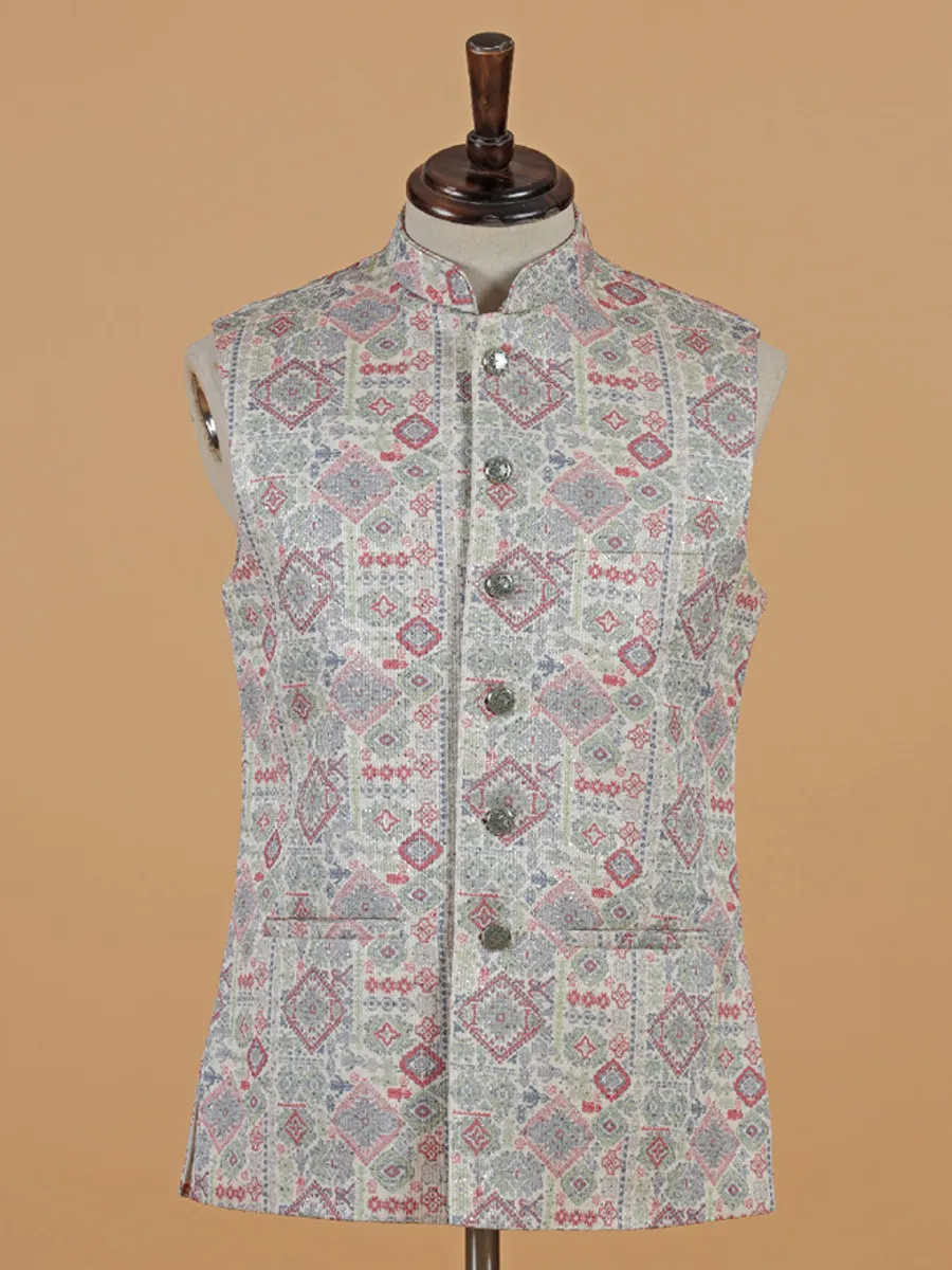 Stunning off-white printed waistcoat