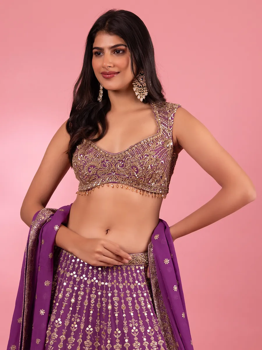 Trendy purple lehenga with dupatta