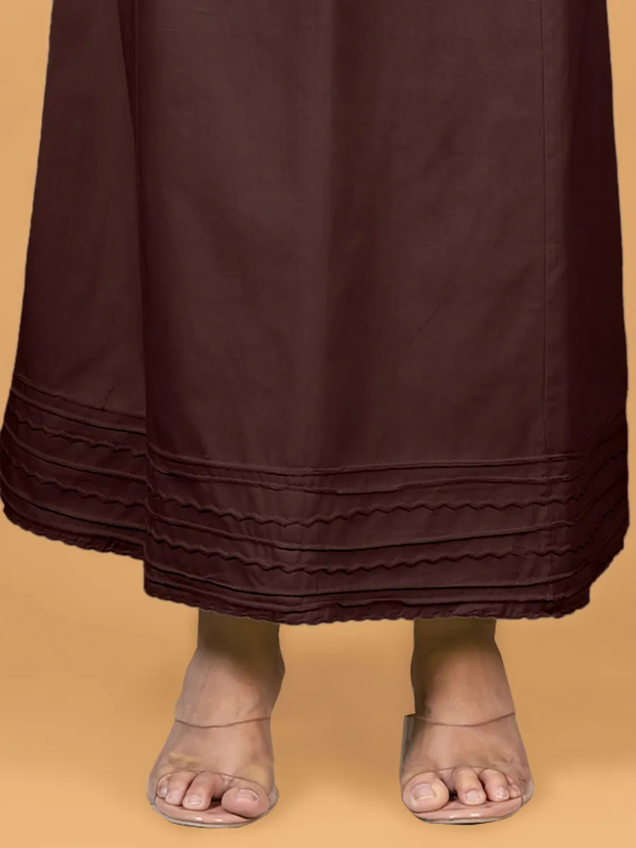 Dark brown cotton plain petticoat