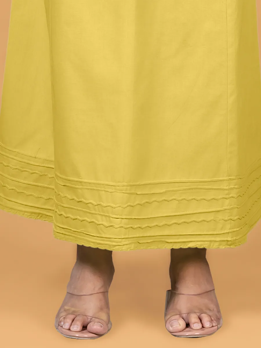 Mehendi yellow plain cotton petticoat