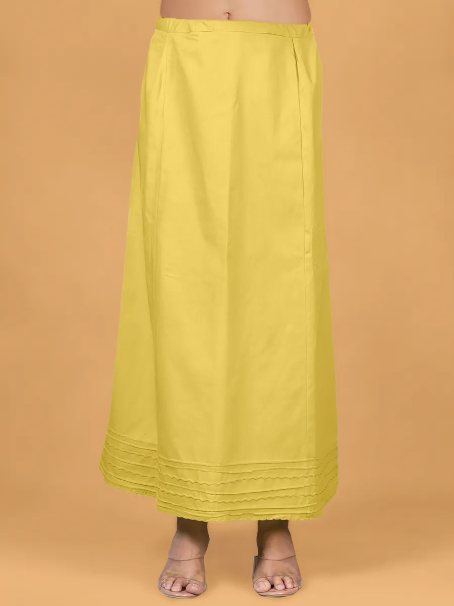 Mehendi yellow plain cotton petticoat