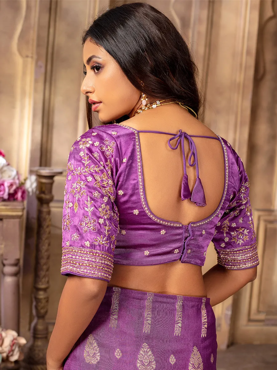 Dola silk purple saree for wedding