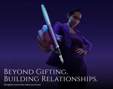 Sheaffer Ballpoint Pen, Table Clock, and Card Holder Personalised Corporate Gift Set Banner