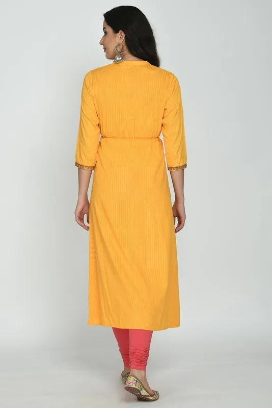 Yellow Yoke Embroidered Flare Dress