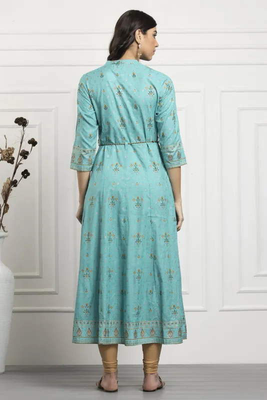 Green Embroidered Flared Dress