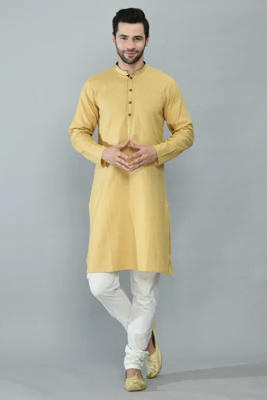 Beige Solid Kurta Set