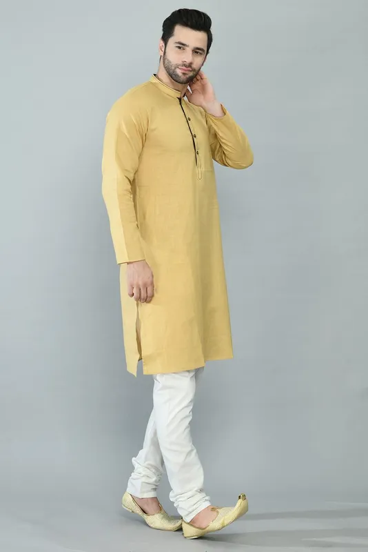 Beige Solid Kurta Set