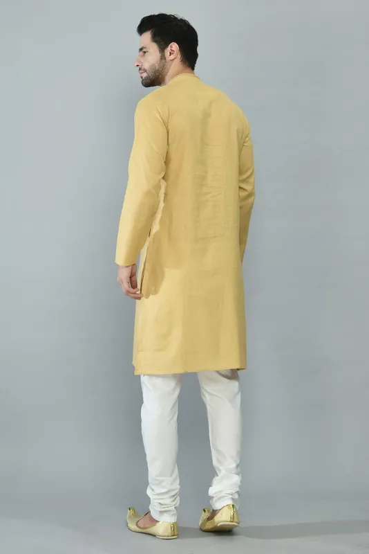 Beige Solid Kurta Set