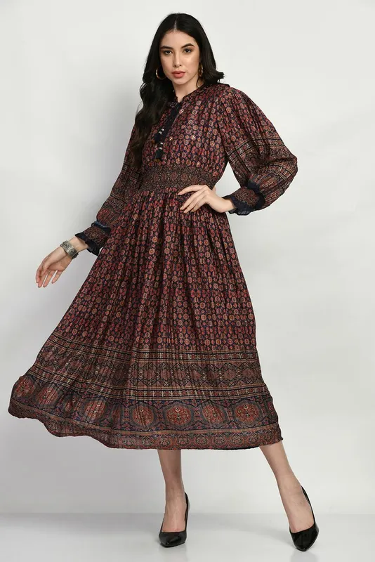 Multi Printed Flared Dress