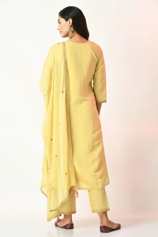 Mustard Embroidered Kurta Set