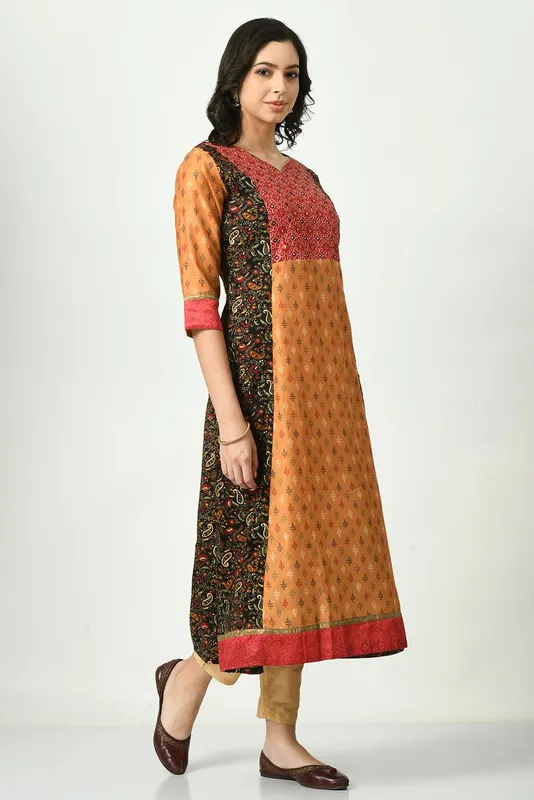 Multi Yoke Embroidered A-line Dress